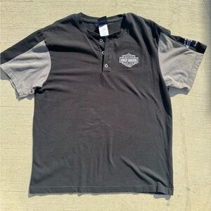 Harley-Davidson Men's Black and Gray Short Sleeve Tee